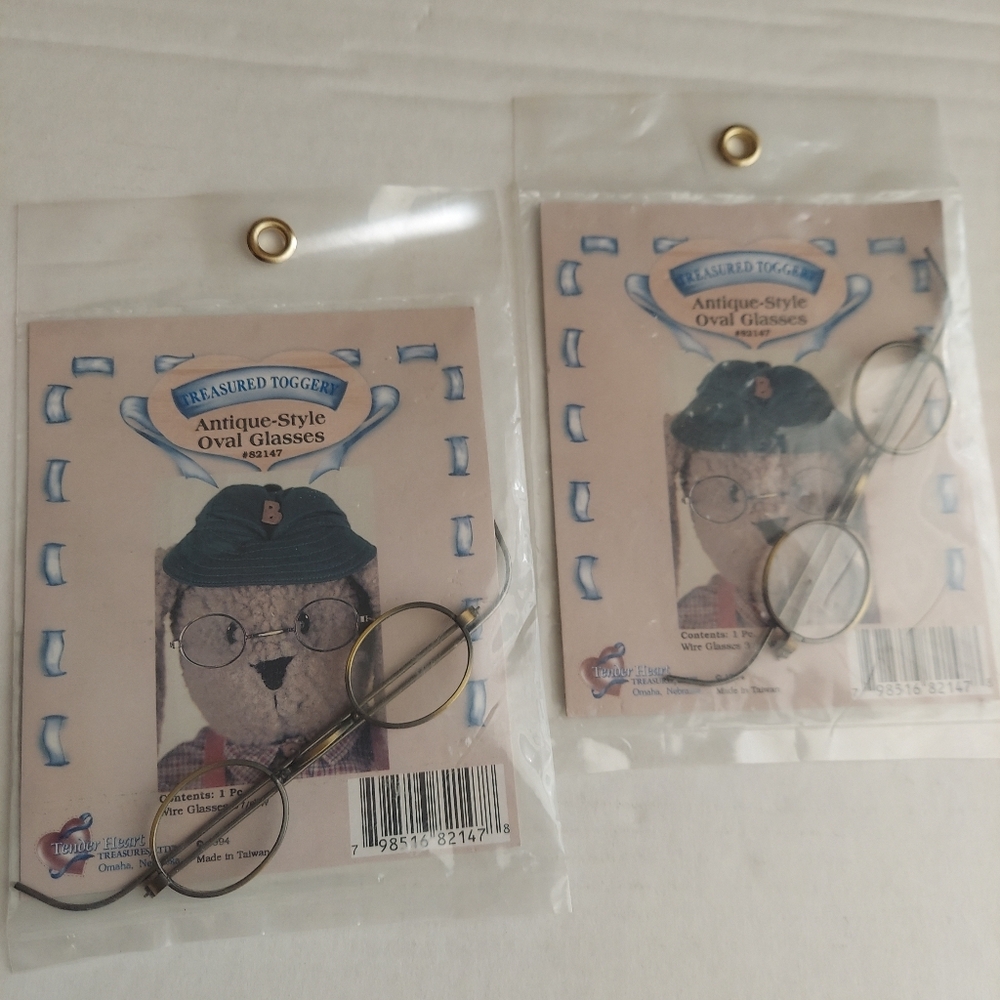 Tender Heart Treasures Vntg Antique-Style Oval Glasses (2) Dolls,Bears,Santa NWT